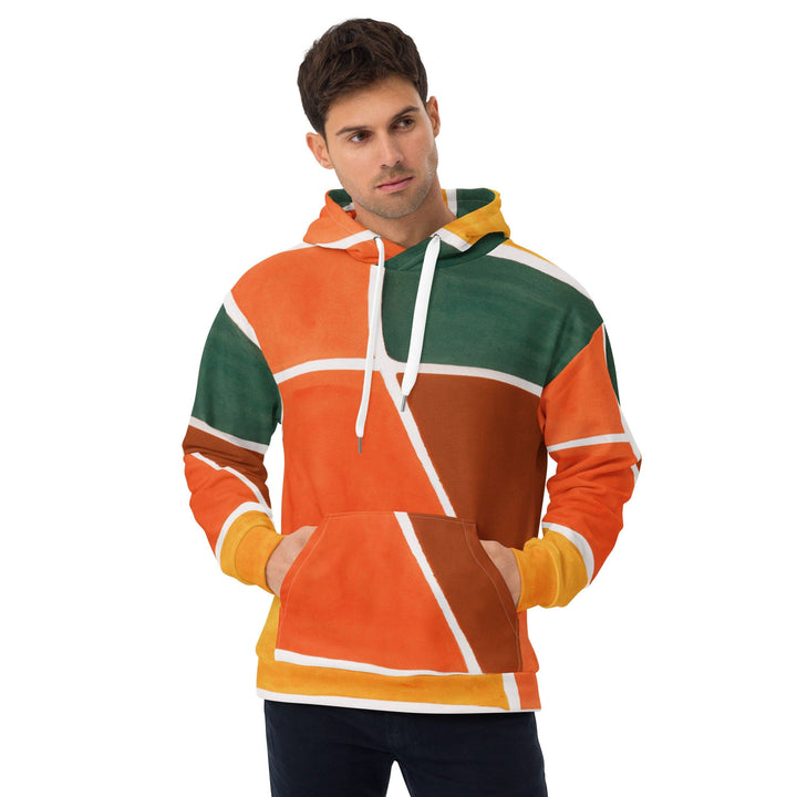 Mens Graphic Hoodie Orange Green Boho Pattern