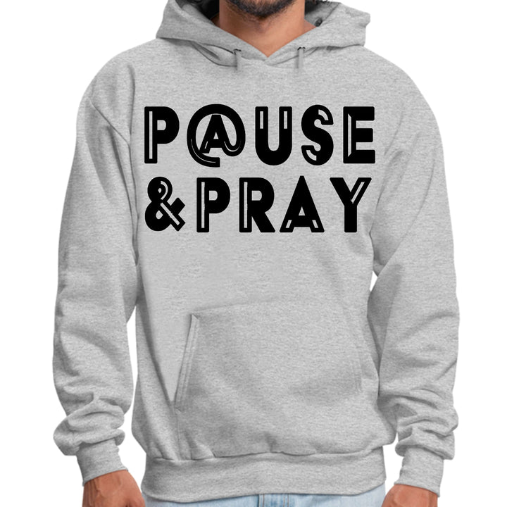 Mens Graphic Hoodie Pause and Pray Black Illustration - Unisex | Hoodies