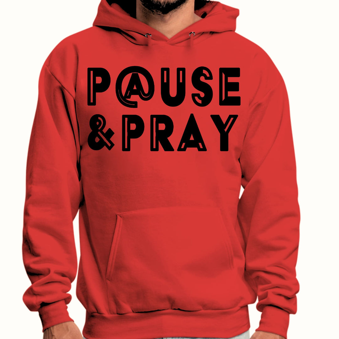 Mens Graphic Hoodie Pause and Pray Black Illustration - Unisex | Hoodies