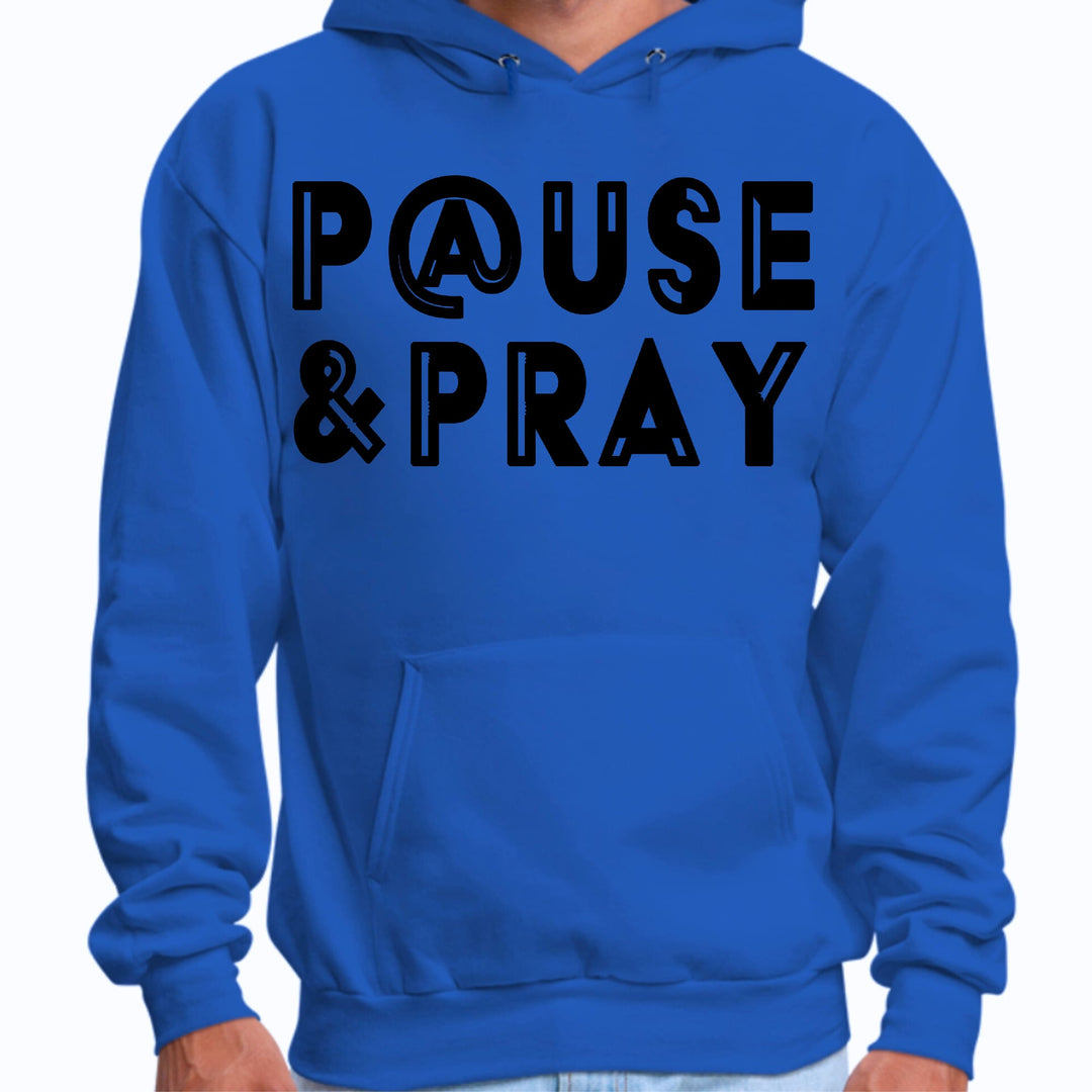 Mens Graphic Hoodie Pause and Pray Black Illustration - Unisex | Hoodies