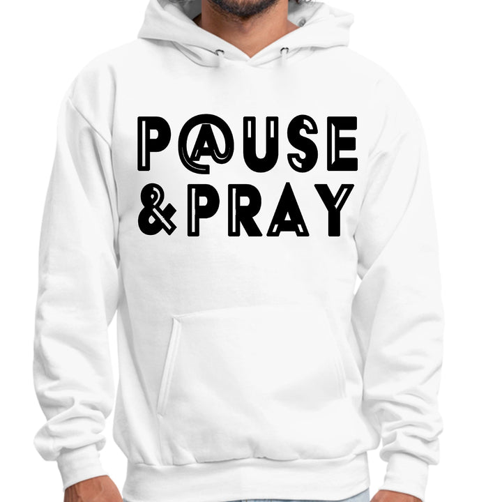 Mens Graphic Hoodie Pause and Pray Black Illustration - Unisex | Hoodies