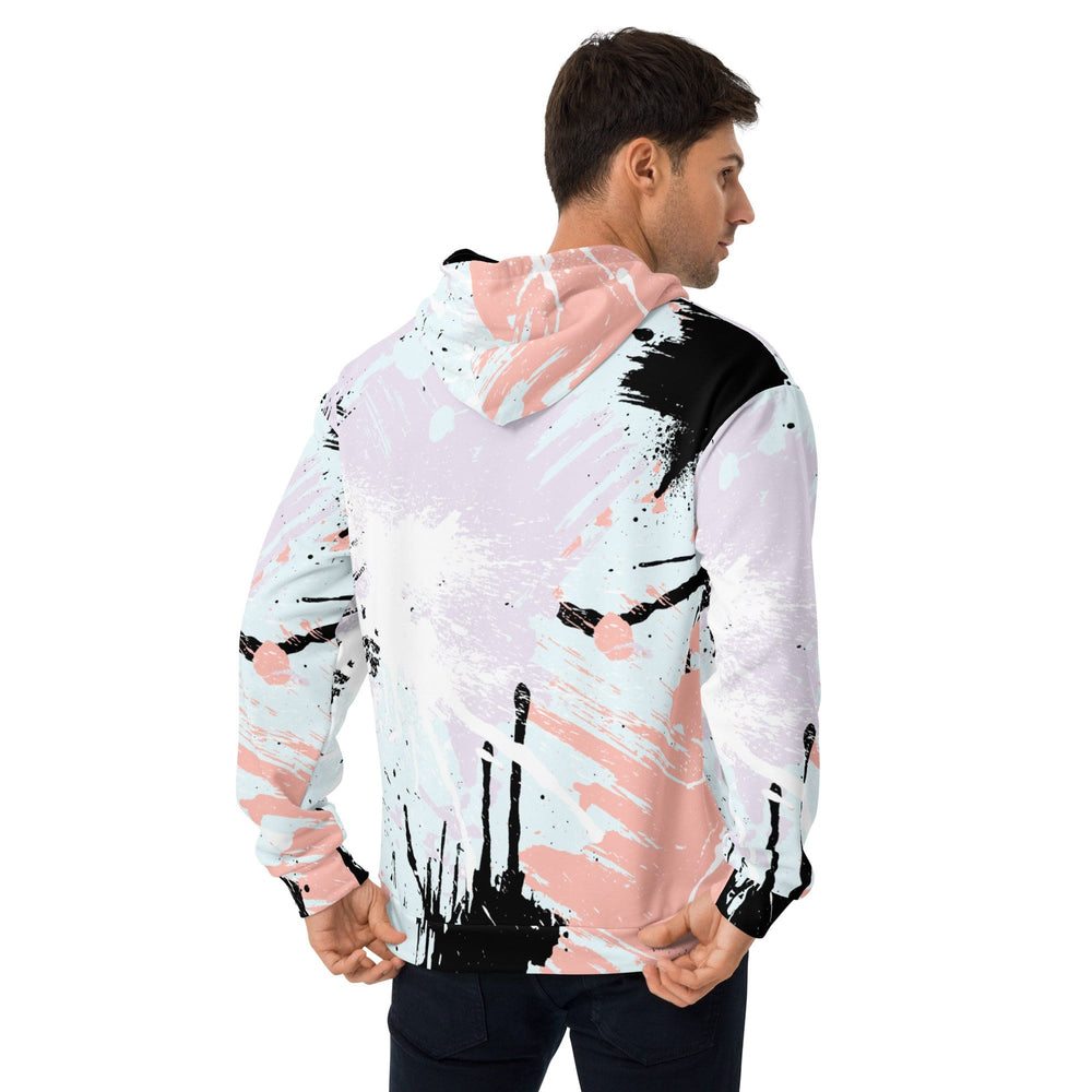 Mens Graphic Hoodie Pink Black Abstract Print