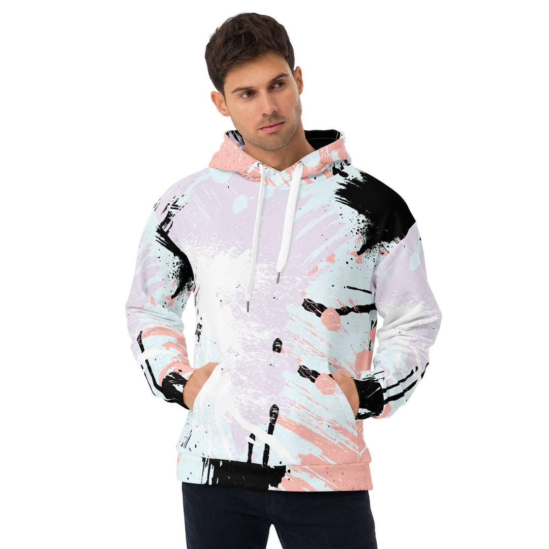 Mens Graphic Hoodie Pink Black Abstract Print