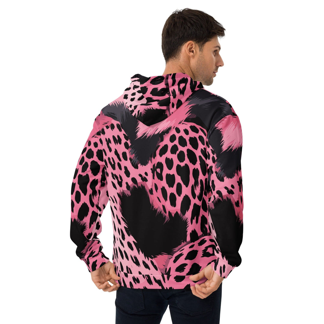 Mens Graphic Hoodie Pink Black Spotted Print