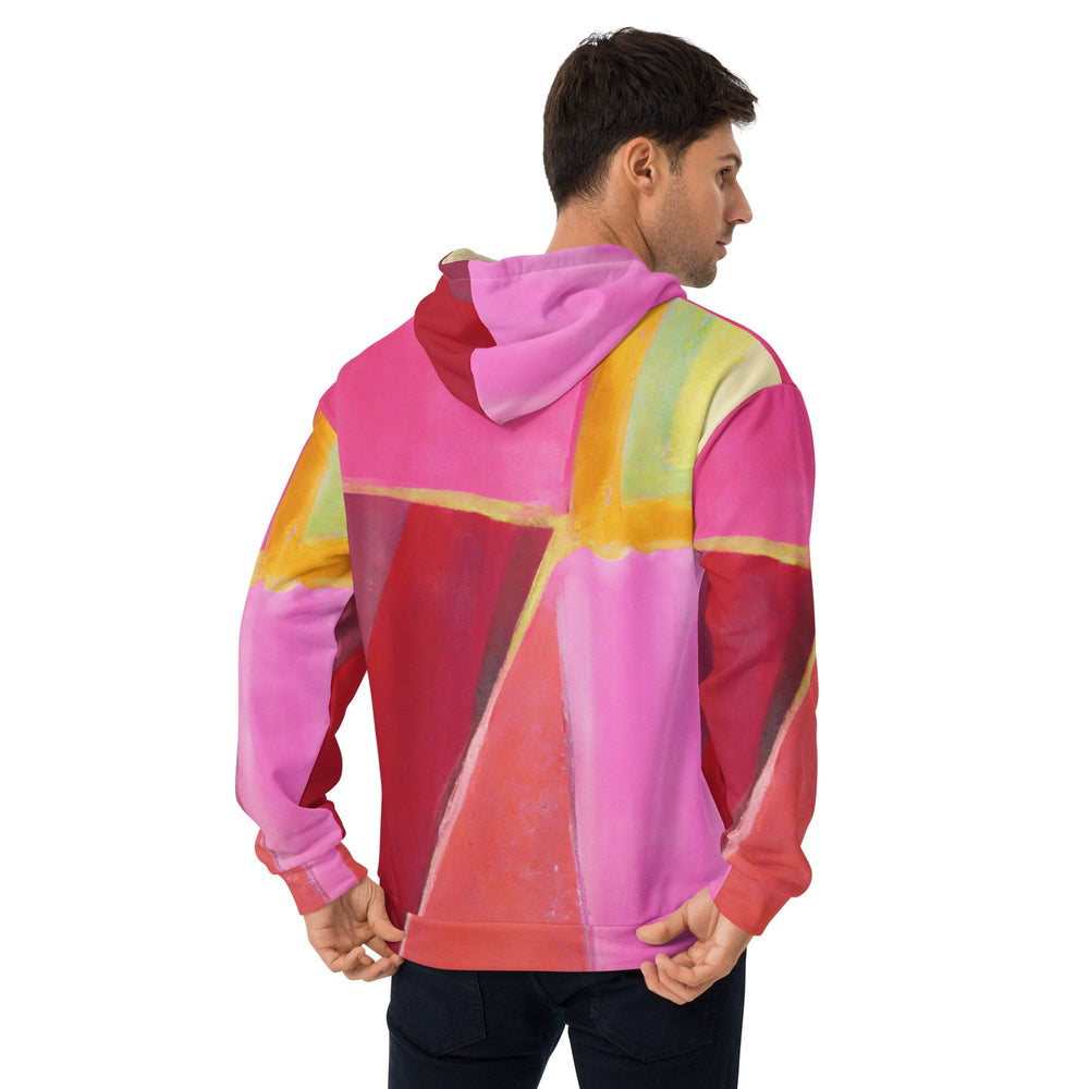 Mens Graphic Hoodie Pink Mauve Red Geometric Pattern