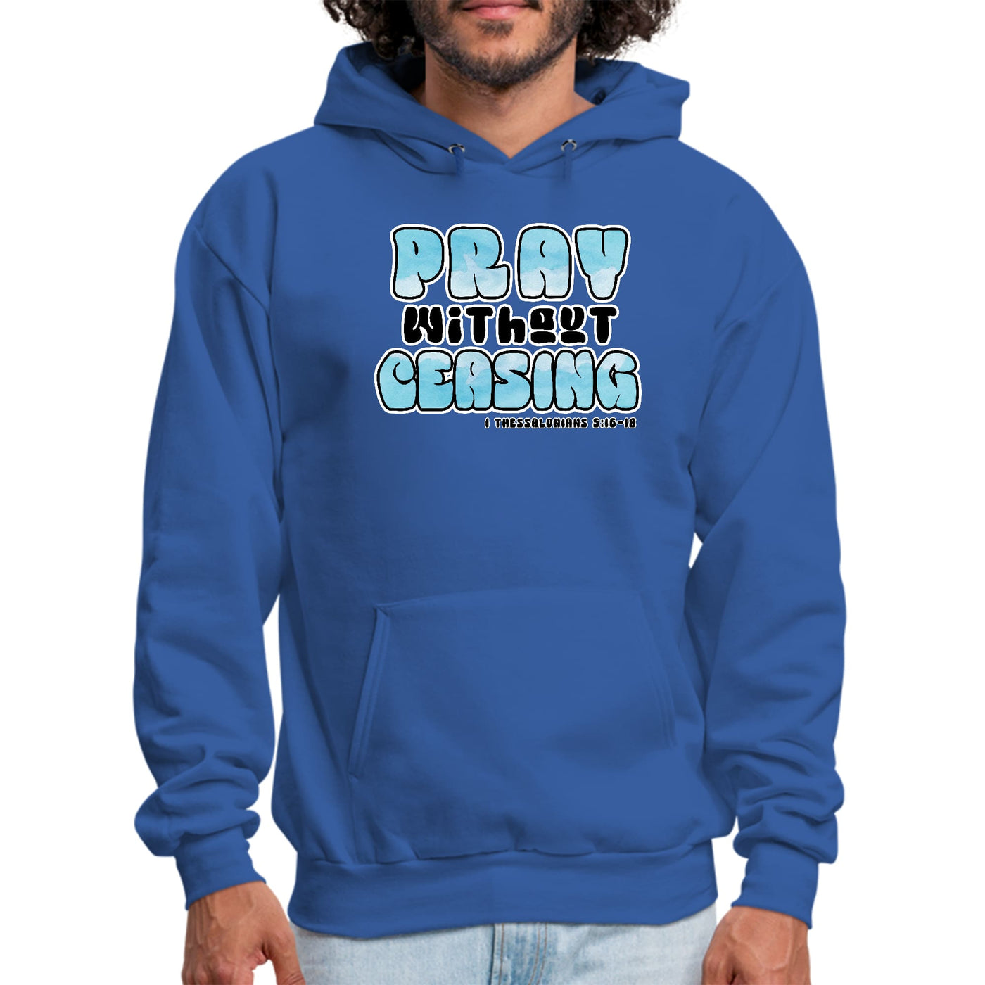 Mens Graphic Hoodie Pray Without Ceasing Inspirational Illustration - Unisex