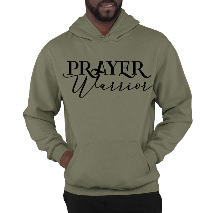 Mens Graphic Hoodie Prayer Warrior Script Style Illustration Black - Unisex