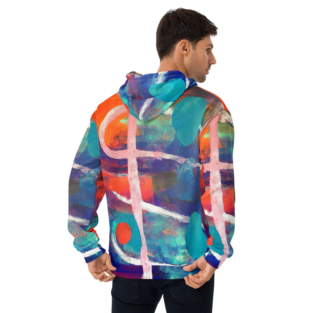 Mens Graphic Hoodie Red Blue Multicolor Abstract Print