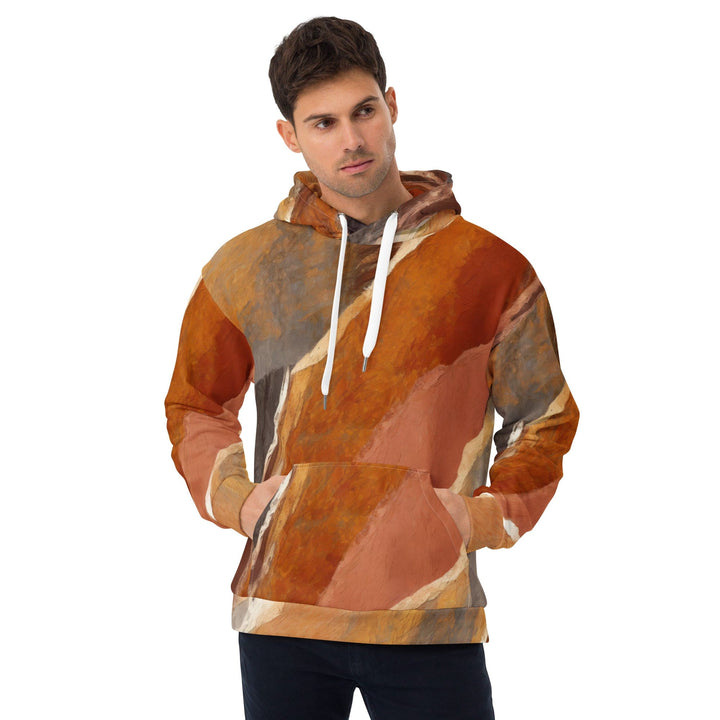 Mens Graphic Hoodie Rustic Brown Stone Print