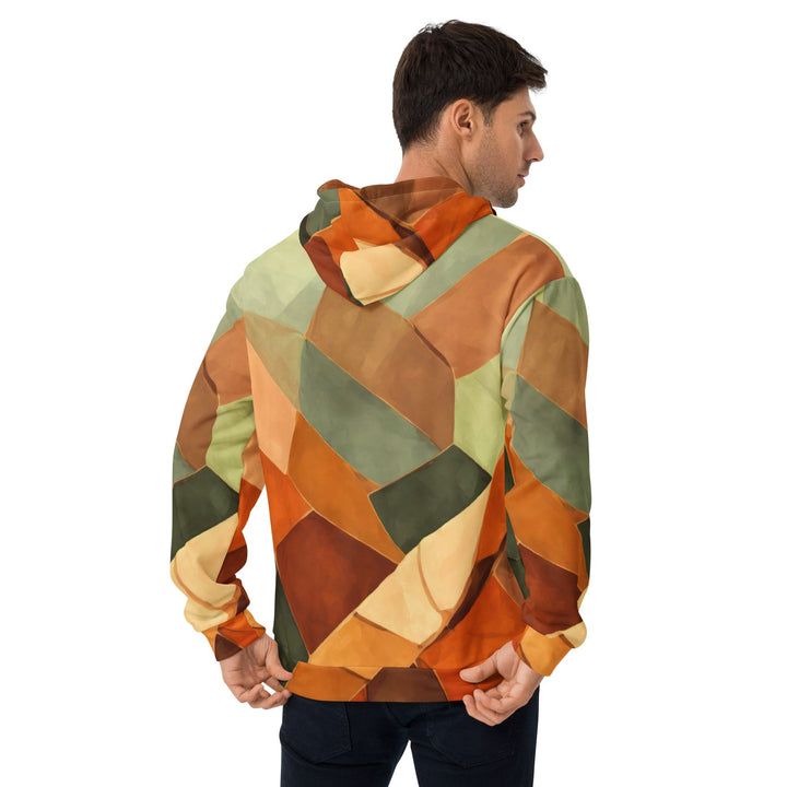 Mens Graphic Hoodie Rustic Red Abstract Pattern