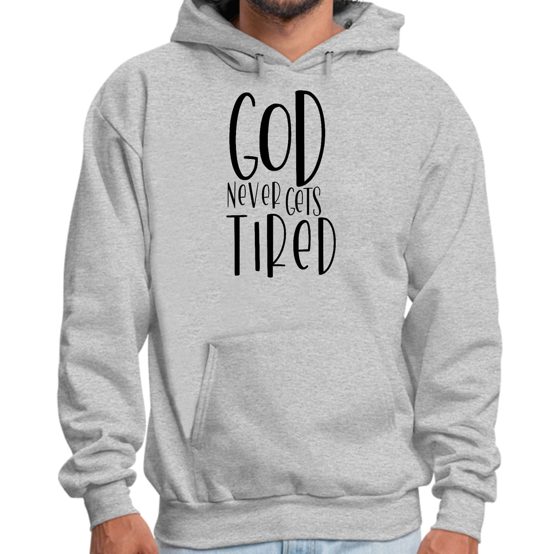 Mens Graphic Hoodie Say it Soul - God Never Gets Tired - Black - Unisex