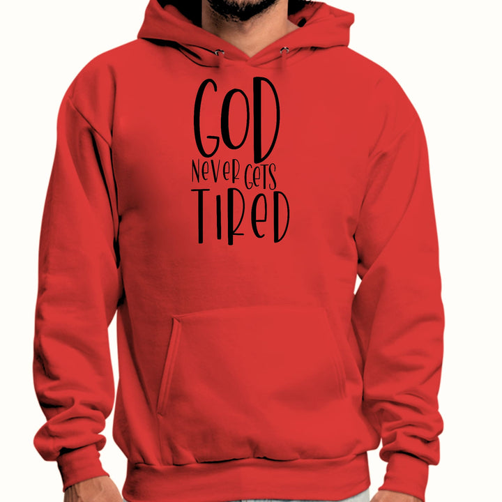 Mens Graphic Hoodie Say it Soul - God Never Gets Tired - Black - Unisex