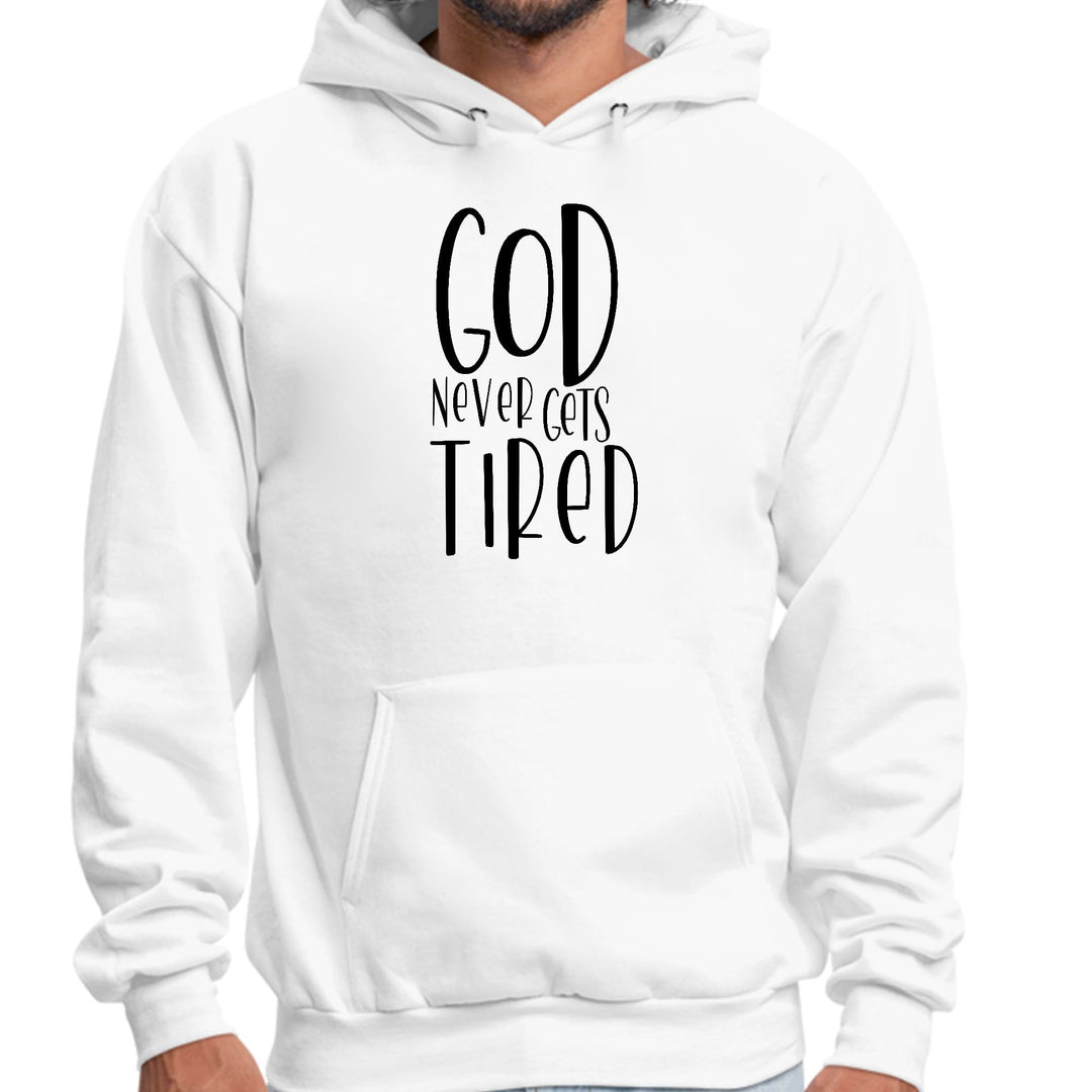 Mens Graphic Hoodie Say it Soul - God Never Gets Tired - Black - Unisex