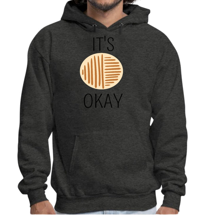 Mens Graphic Hoodie Say it Soul its Okay Black and Brown Line Art - Unisex