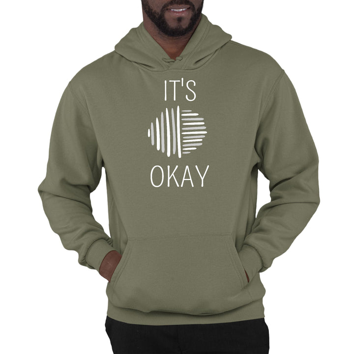 Mens Graphic Hoodie Say it Soul its Okay Grey and White Line Art - Unisex