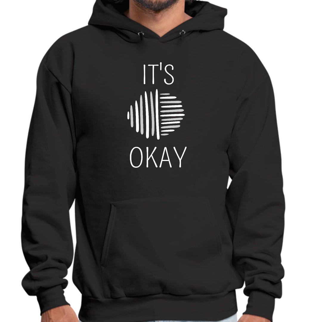 Mens Graphic Hoodie Say it Soul its Okay Grey and White Line Art - Unisex