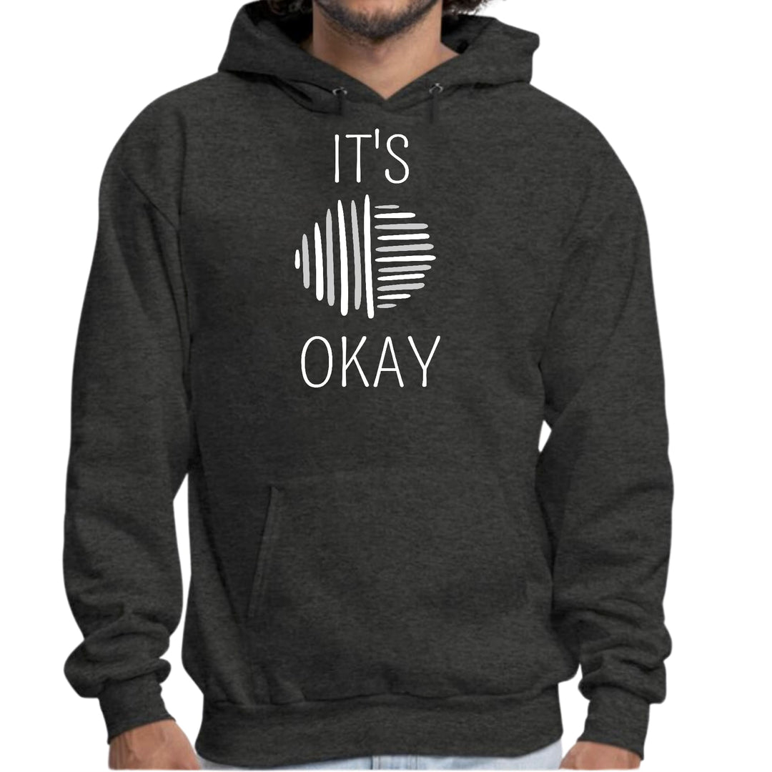 Mens Graphic Hoodie Say it Soul its Okay Grey and White Line Art - Unisex