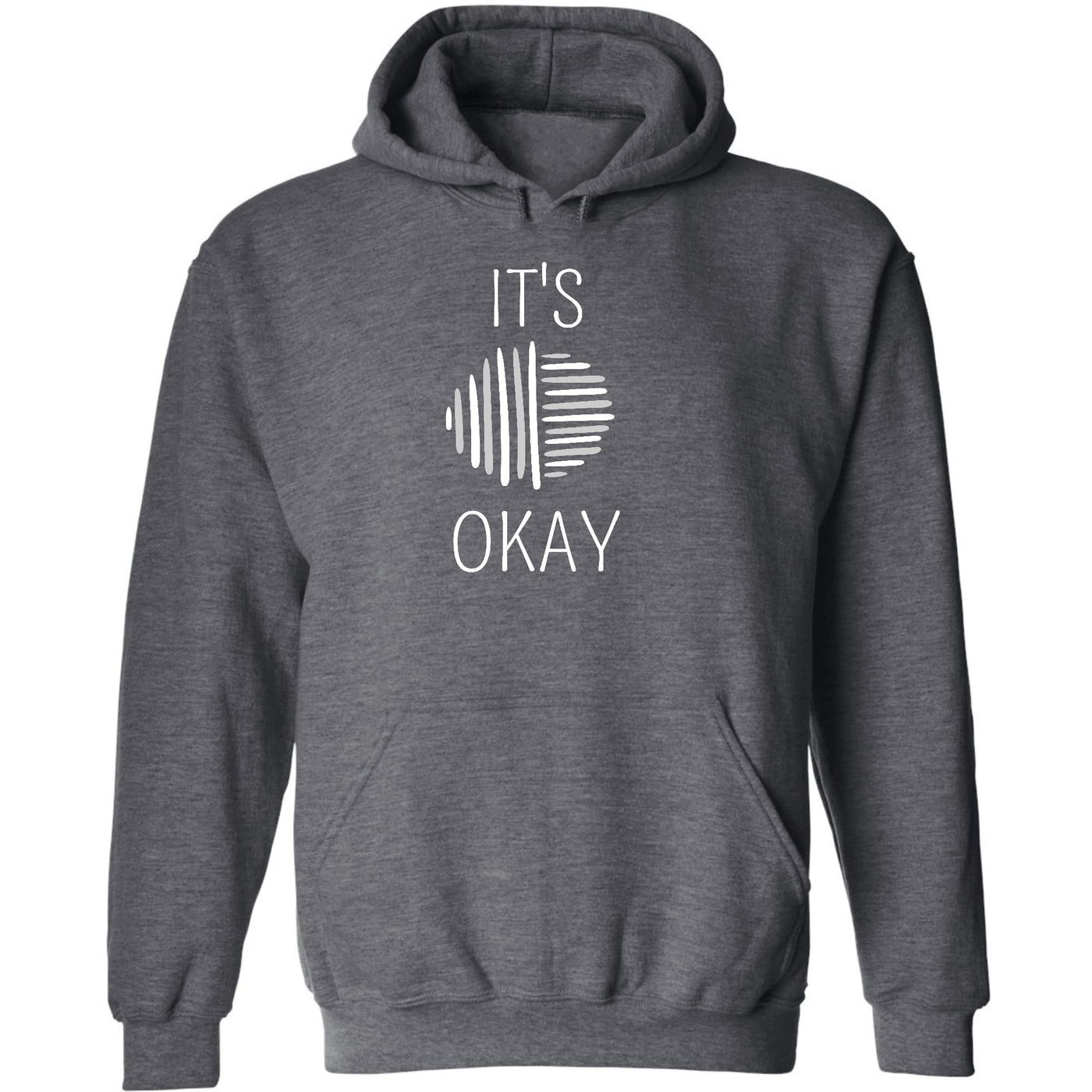 Mens Graphic Hoodie Say It Soul Its Okay Grey And White Line Art - Unisex