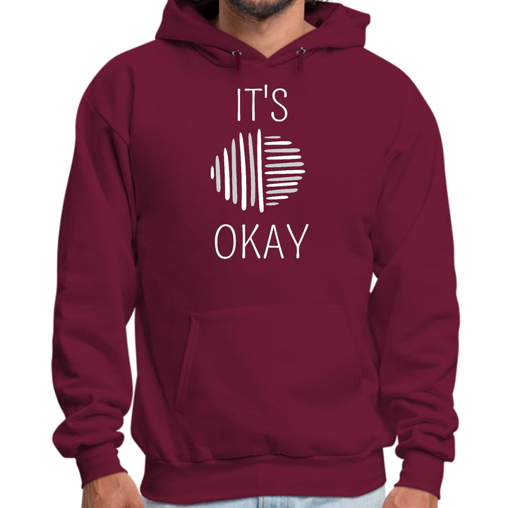 Mens Graphic Hoodie Say it Soul its Okay Grey and White Line Art - Unisex