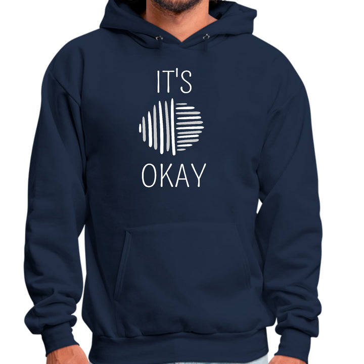 Mens Graphic Hoodie Say it Soul its Okay Grey and White Line Art - Unisex