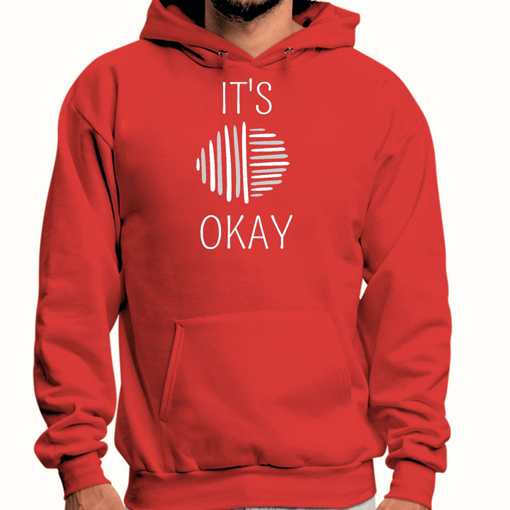 Mens Graphic Hoodie Say it Soul its Okay Grey and White Line Art - Unisex