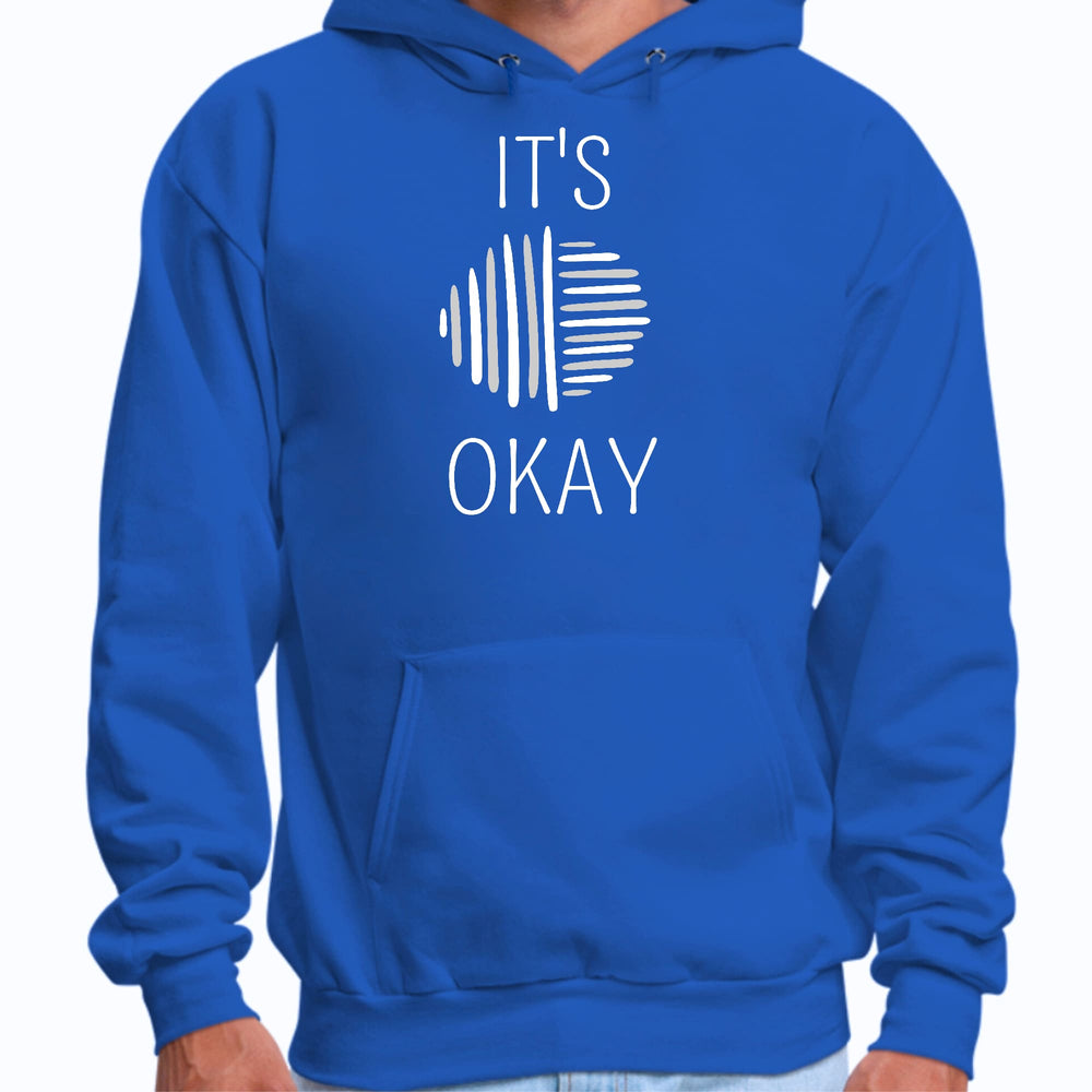 Mens Graphic Hoodie Say it Soul its Okay Grey and White Line Art - Unisex