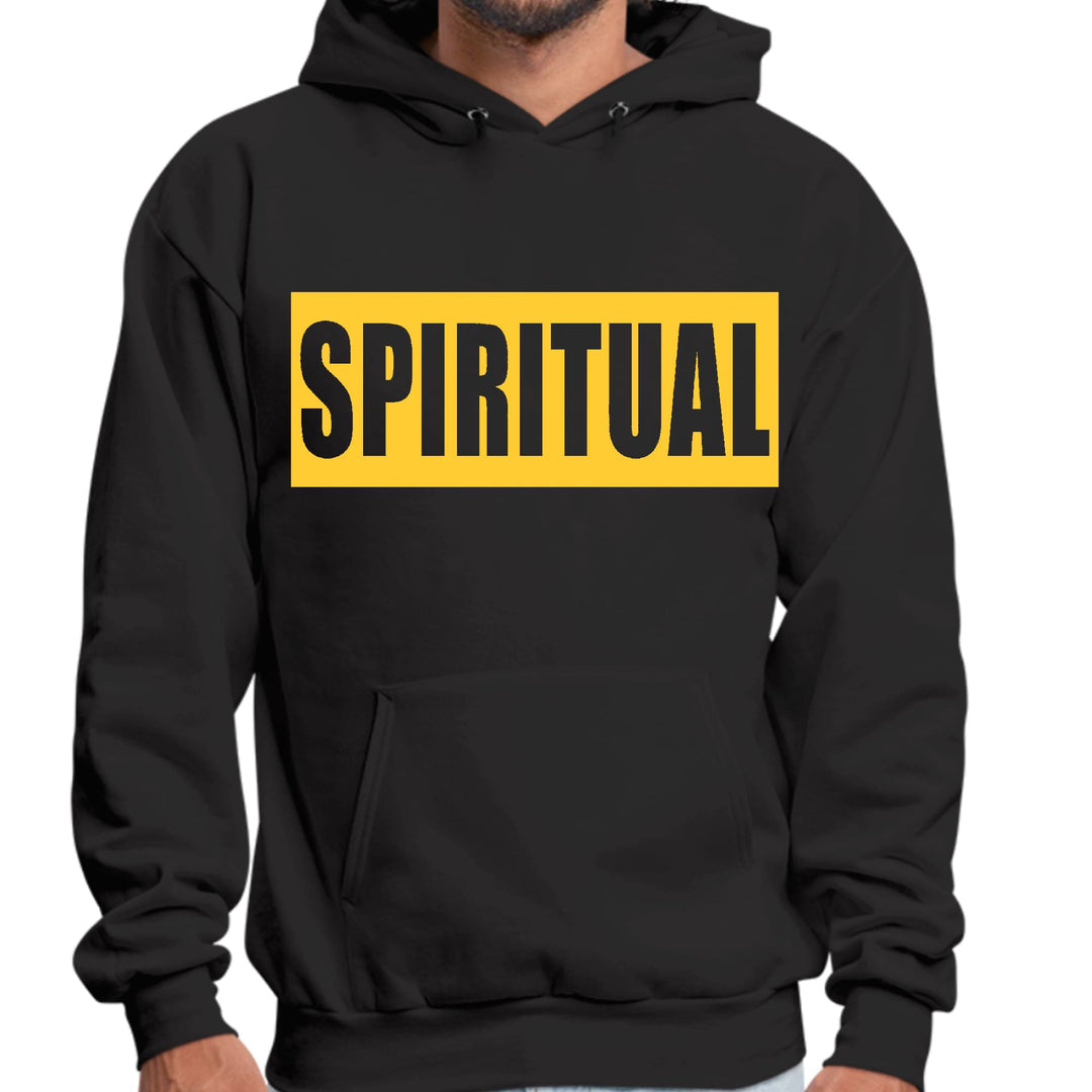 Mens Graphic Hoodie Spiritual Yellow Gold Colorblock Illustration - Unisex