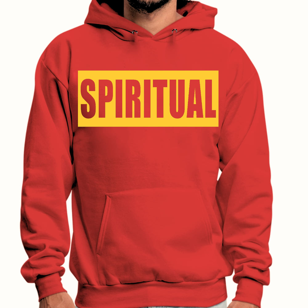 Mens Graphic Hoodie Spiritual Yellow Gold Colorblock Illustration - Unisex