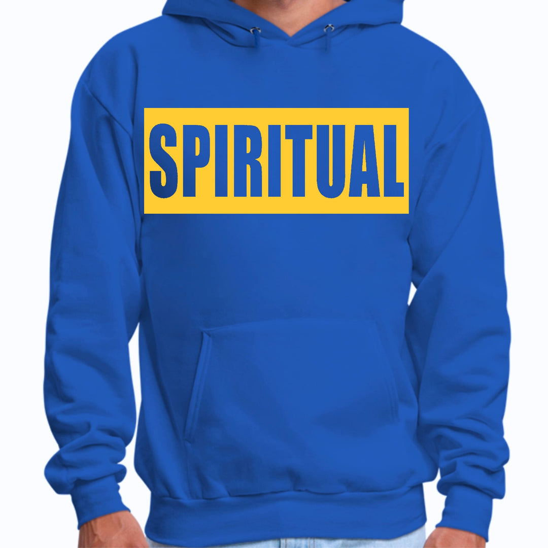 Mens Graphic Hoodie Spiritual Yellow Gold Colorblock Illustration - Unisex