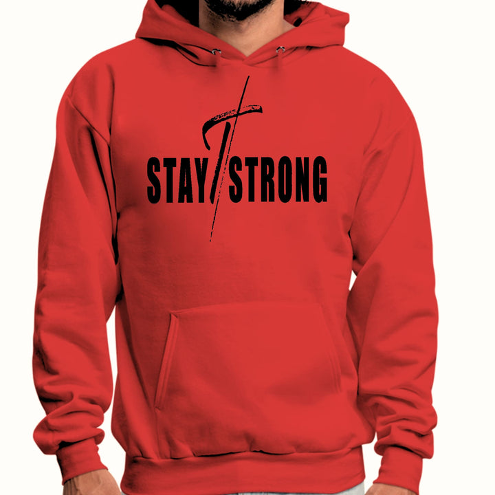 Mens Graphic Hoodie Stay Strong with Cross Black Print - Unisex | Hoodies