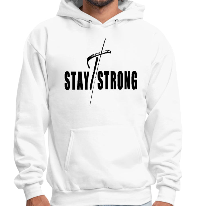 Mens Graphic Hoodie Stay Strong with Cross Black Print - Unisex | Hoodies