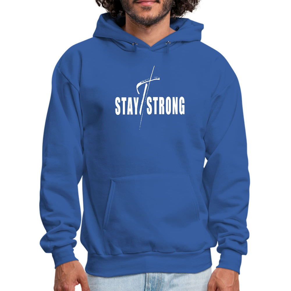 Mens Graphic Hoodie Stay Strong With Cross White Print - Unisex | Hoodies