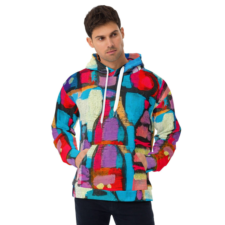 Mens Graphic Hoodie Sutileza Red Multicolor Abstract Print