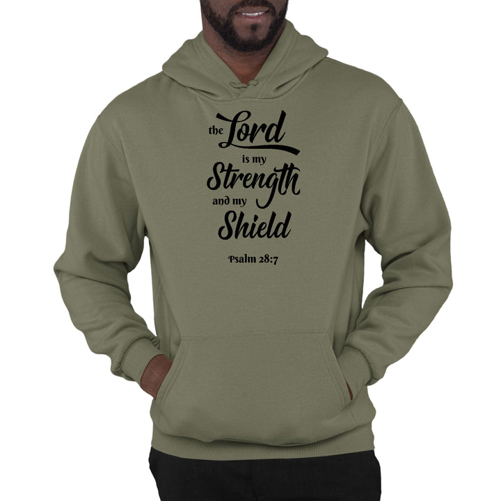 Mens Graphic Hoodie the Lord is my Strength and my Shield Black Print - Unisex