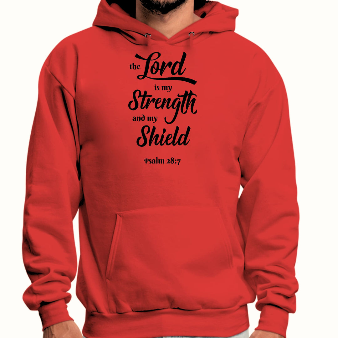 Mens Graphic Hoodie the Lord is my Strength and my Shield Black Print - Unisex