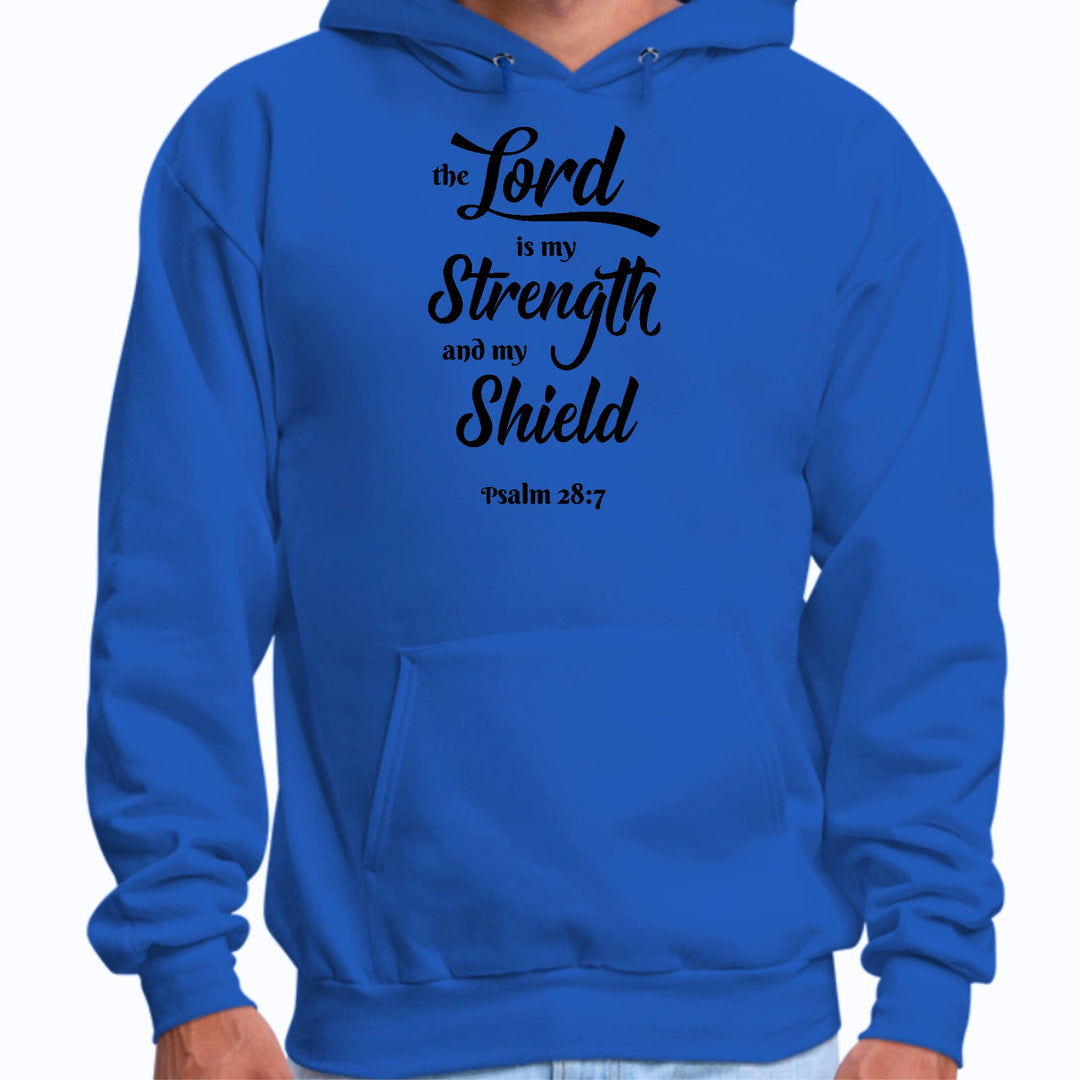 Mens Graphic Hoodie the Lord is my Strength and my Shield Black Print - Unisex