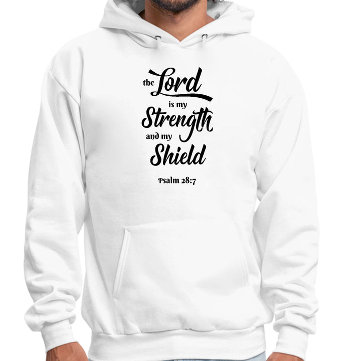 Mens Graphic Hoodie the Lord is my Strength and my Shield Black Print - Unisex