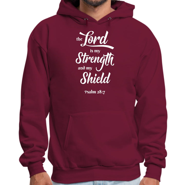 Mens Graphic Hoodie the Lord is my Strength and my Shield White Print - Unisex