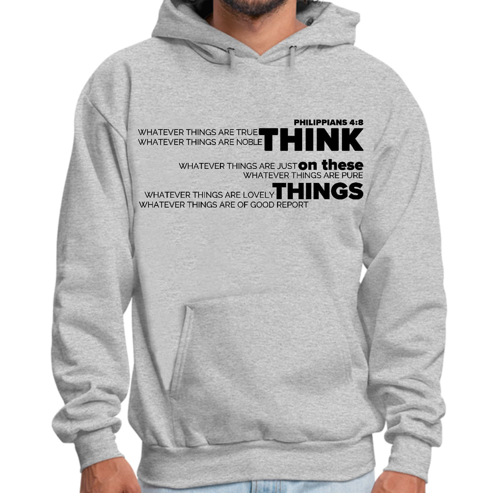 Mens Graphic Hoodie Think on these Things Black Illustration - Unisex | Hoodies