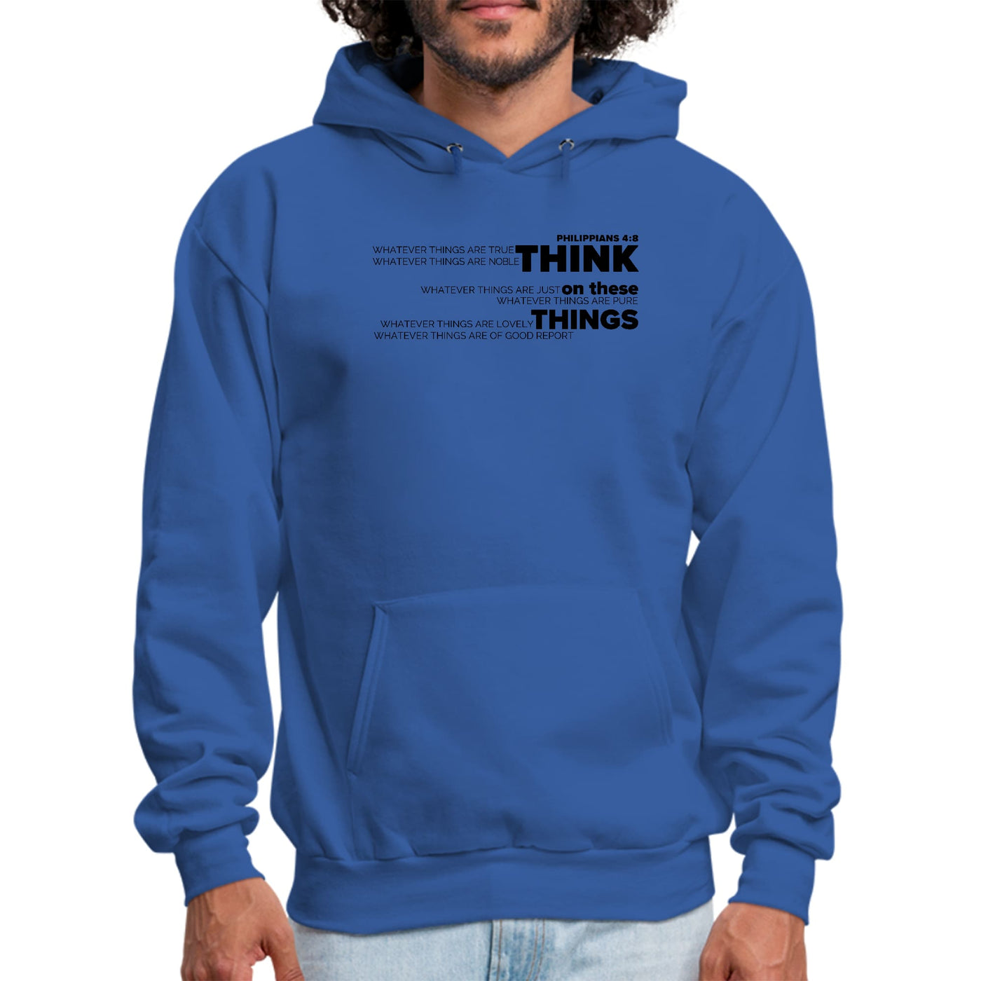 Mens Graphic Hoodie Think On These Things Black Illustration - Unisex | Hoodies