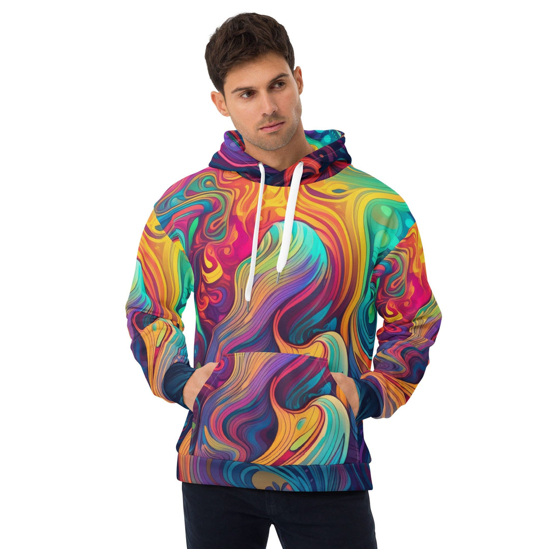 Mens Graphic Hoodie Vibrant Psychedelic Rave Pattern -kaleidoscope