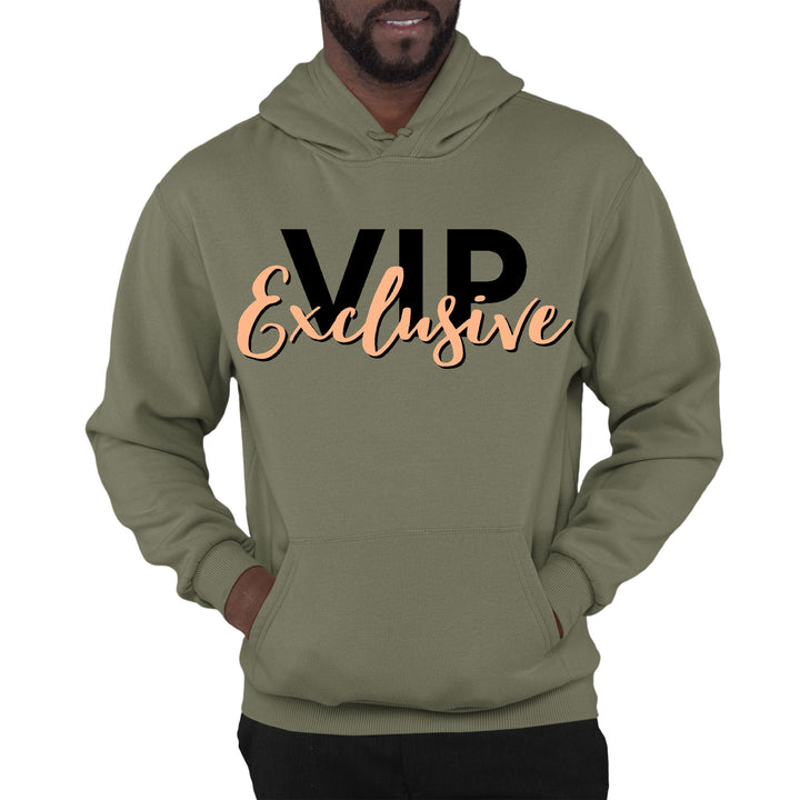 Mens Graphic Hoodie Vip Exclusive Black and Beige - Affirmation - Unisex