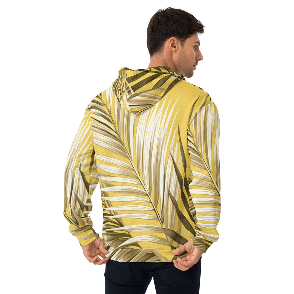 Mens Graphic Hoodie White Brown Palm Leaves