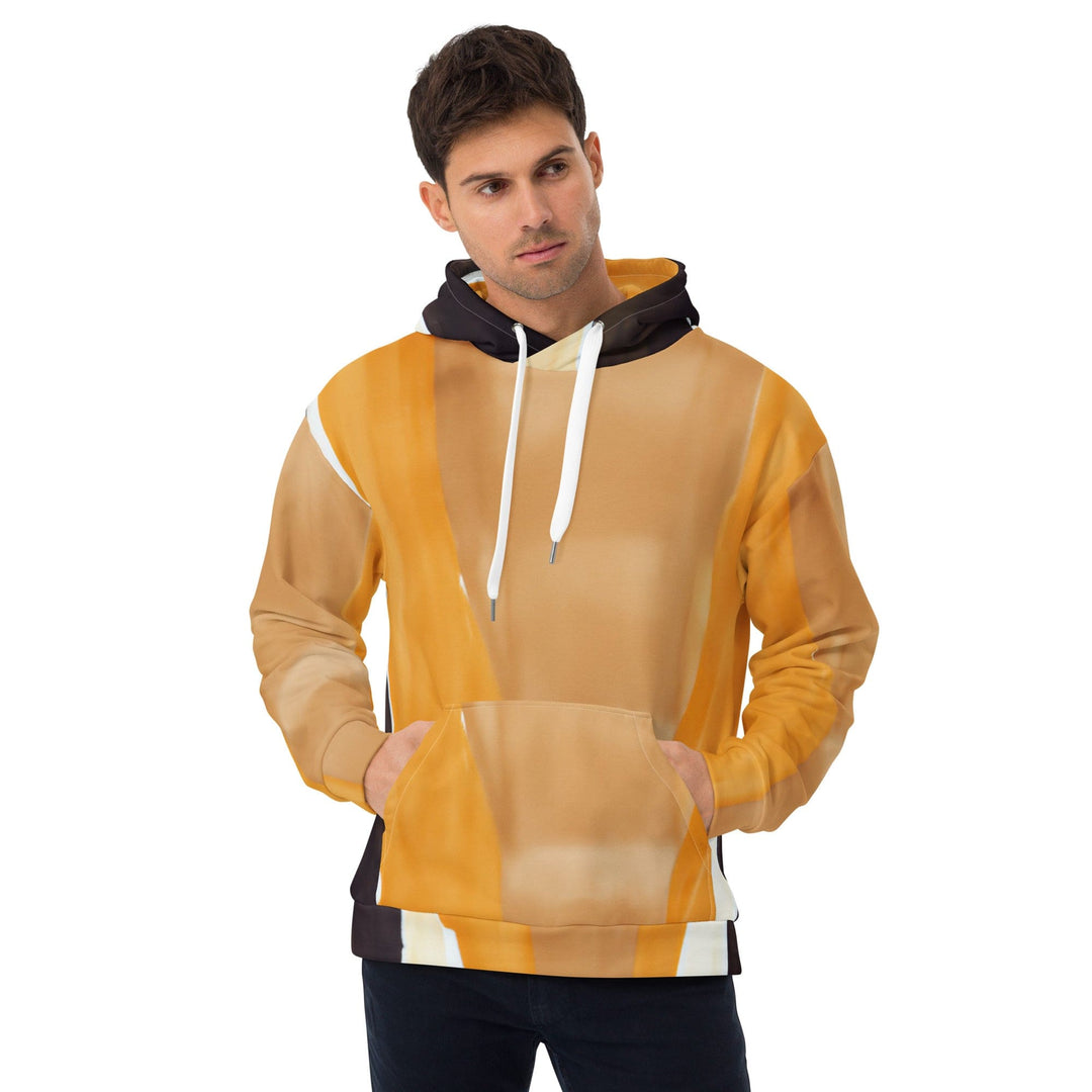 Mens Graphic Hoodie Yellow Brown Abstract Pattern