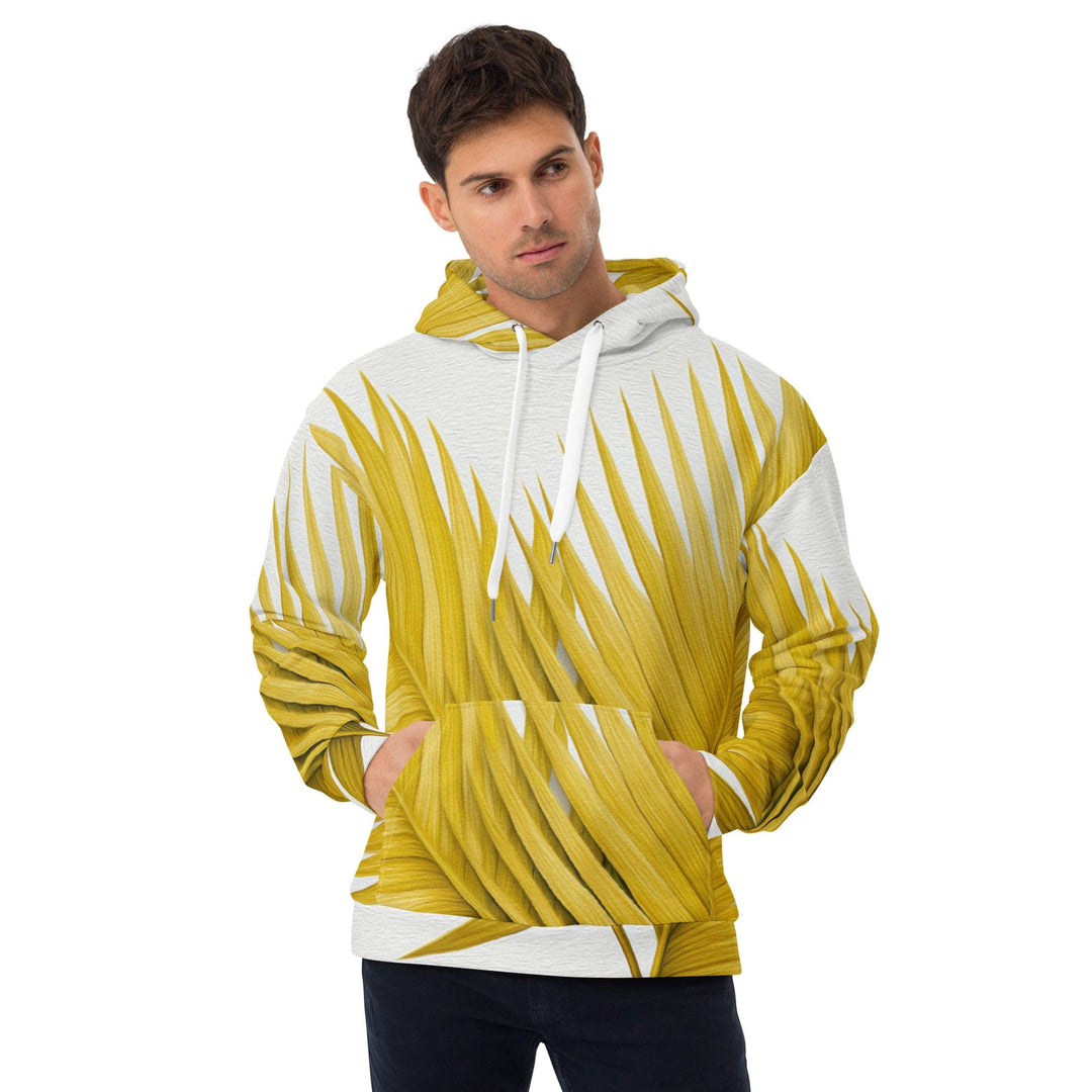 Mens Graphic Hoodie Yellow Palm Leaves