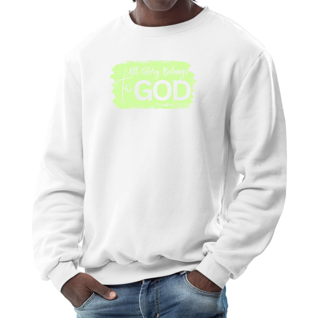 Mens Graphic Sweatshirt All Glory Belongs to God Christian Neon - Mens