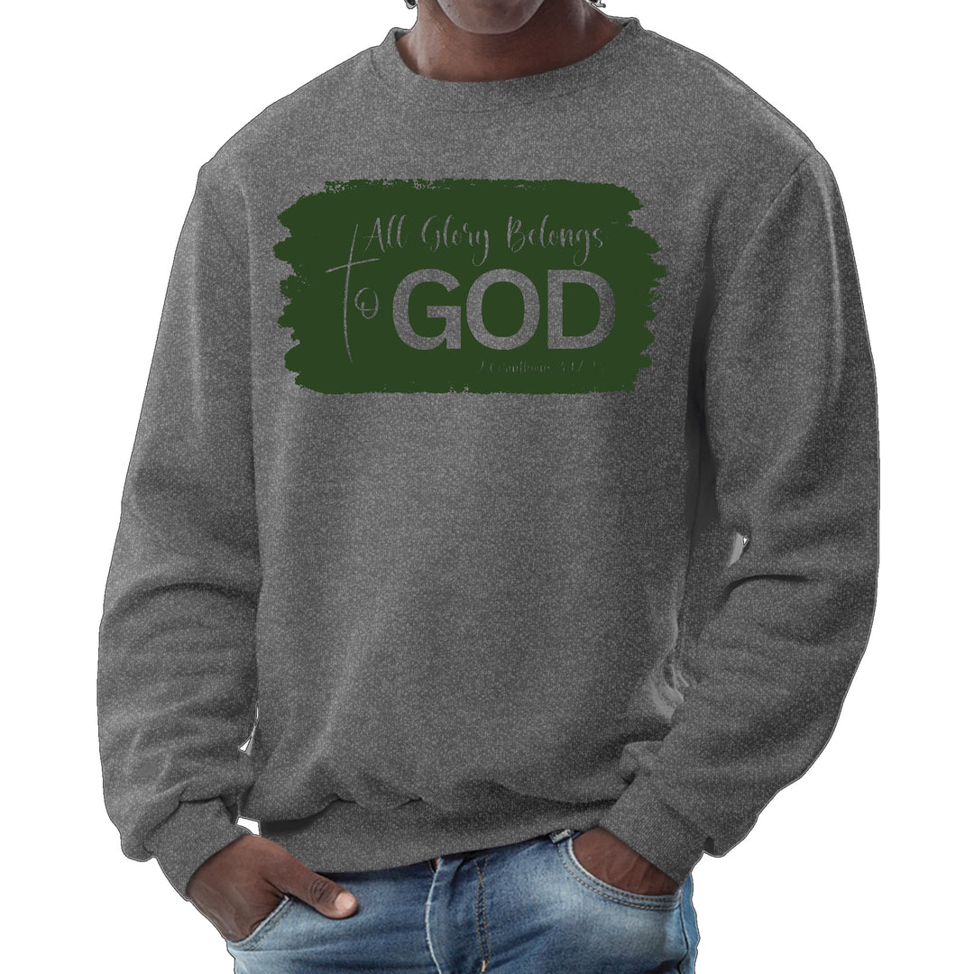 Mens Graphic Sweatshirt All Glory Belongs to God Dark Green - Mens | Sweatshirts