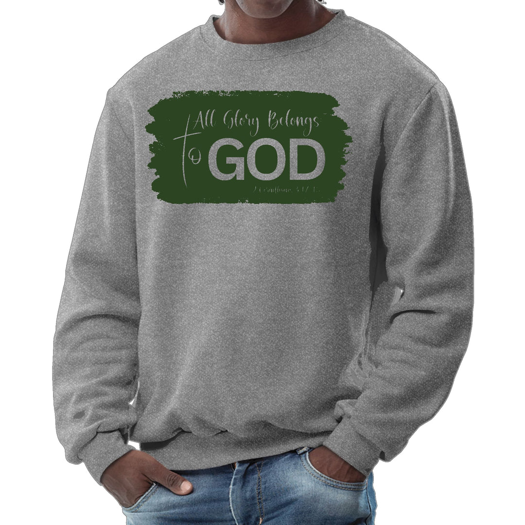 Mens Graphic Sweatshirt All Glory Belongs to God Dark Green - Mens | Sweatshirts