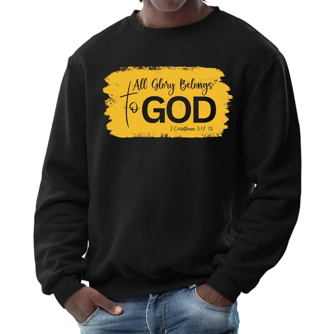 Mens Graphic Sweatshirt All Glory Belongs to God Golden Yellow - Mens