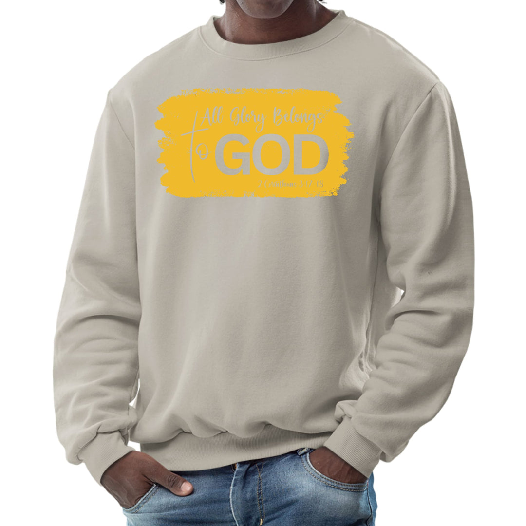 Mens Graphic Sweatshirt All Glory Belongs to God Golden Yellow - Mens